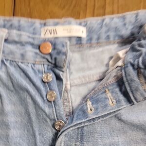 Zara Light Blue Button-Fly Jeans